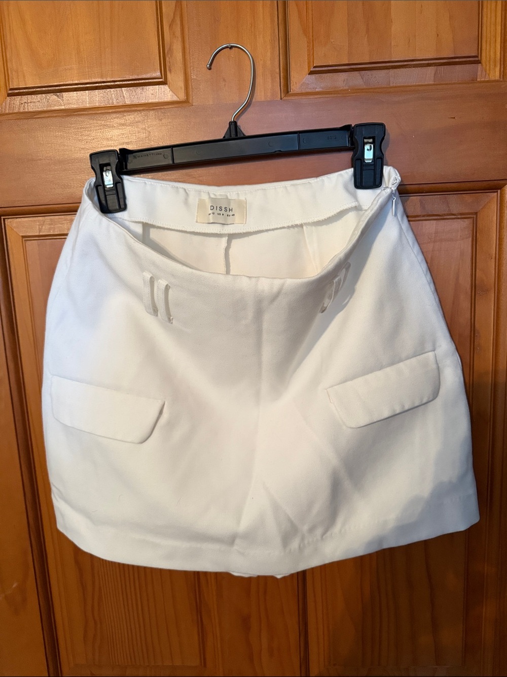 White Mini Skort with Flap Pockets - DISSH